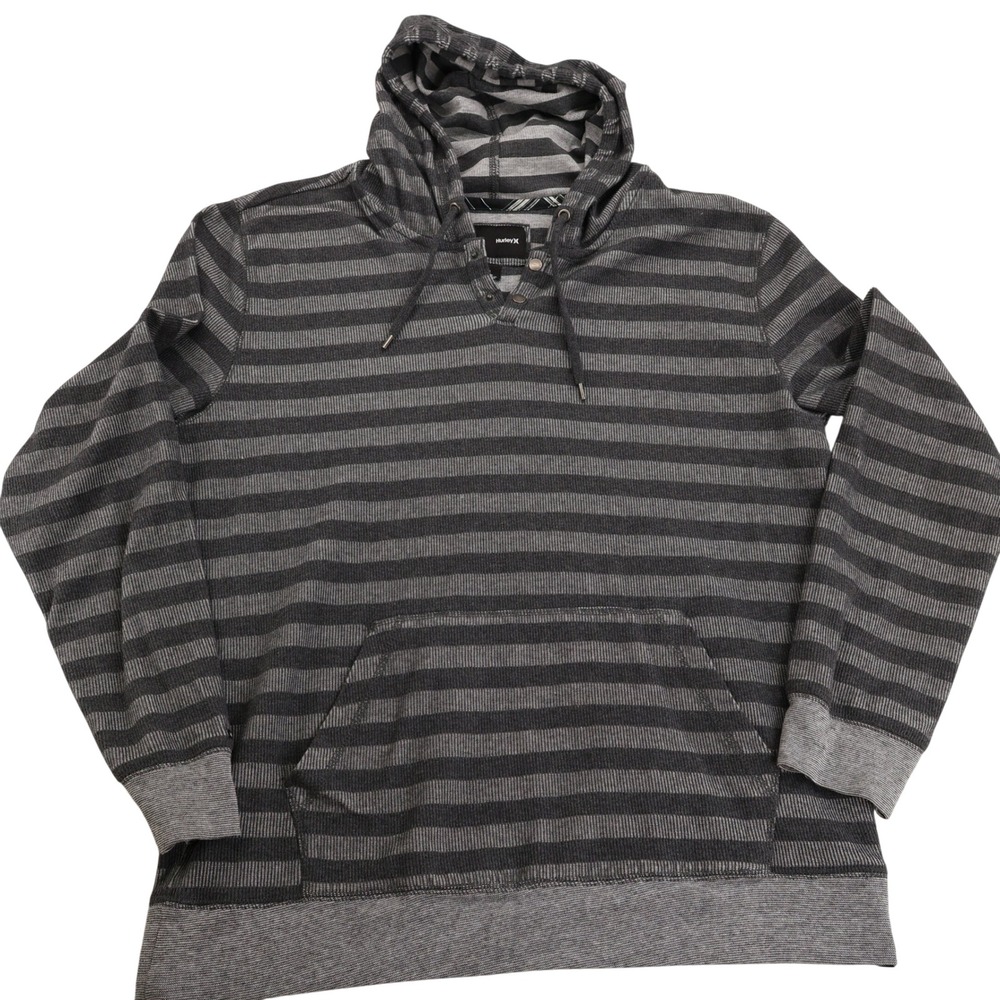 Hurley Mens Striped Hooded Pullover MKL636OUP Gray L